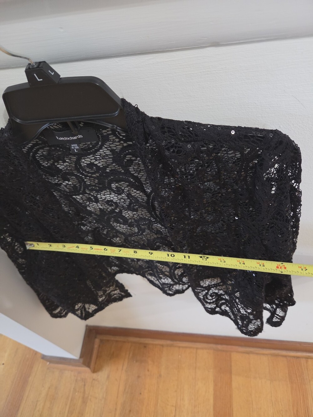 Sequin Black Lace Jacket. Size L. By R & M Richards - Picture 6 of 8